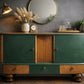 Mid century modern revived sideboard in forest green and oak