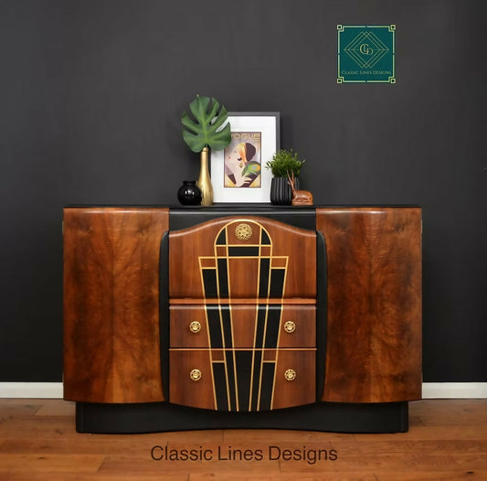 Beautility Drinks Cabinet, "Broadway", Art Deco Style, Burr Walnut.