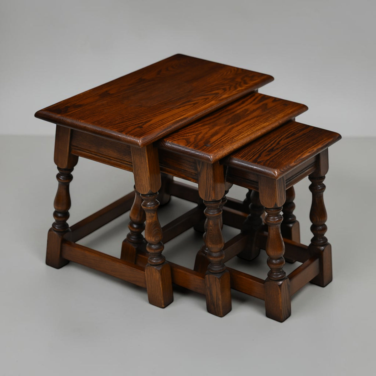 Old Charm Nest of 3 Tables Solid Oak Tudor Side Tables Model 1494 FREE Delivery*