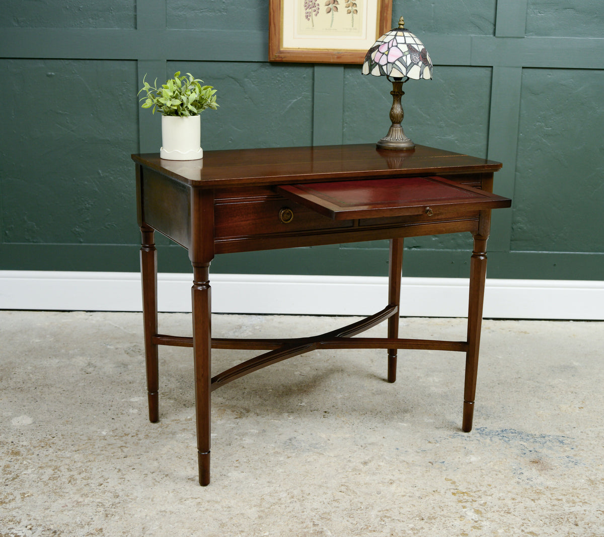 Mahogany Console Table Writing Desk with Pull out Tray