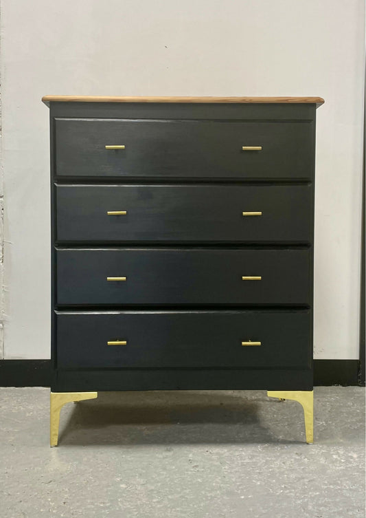 Large Black Vintage Chest of Drawers