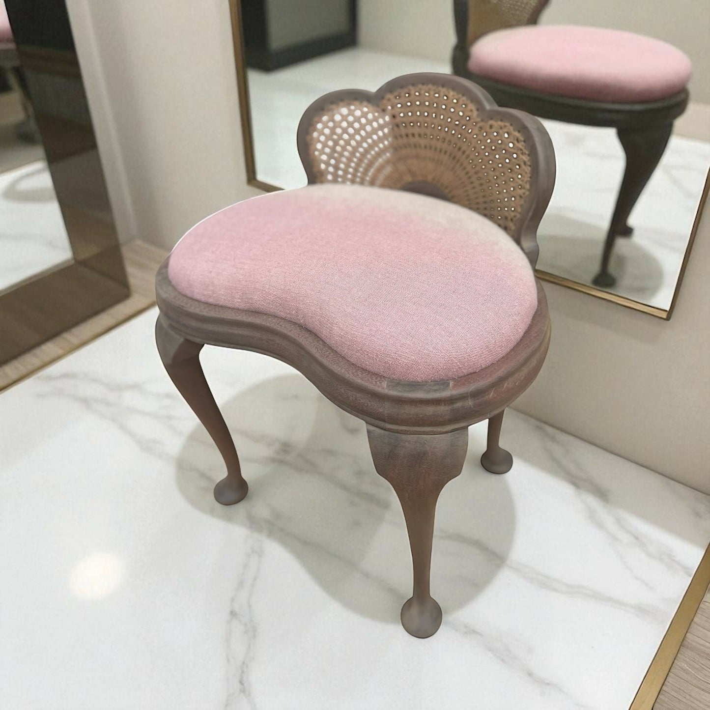 Vintage Cocktail/ Dresser Chair Upholstered Pink Ombre Linen