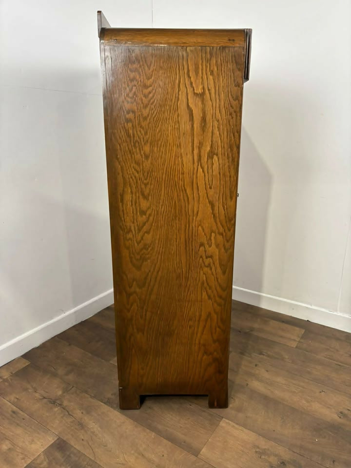 Vintage Oak Gentlemans Wardrobe / Tallboy – Art Deco Style