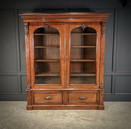 Vintage Victorian Mahogany Glazed Bookcase