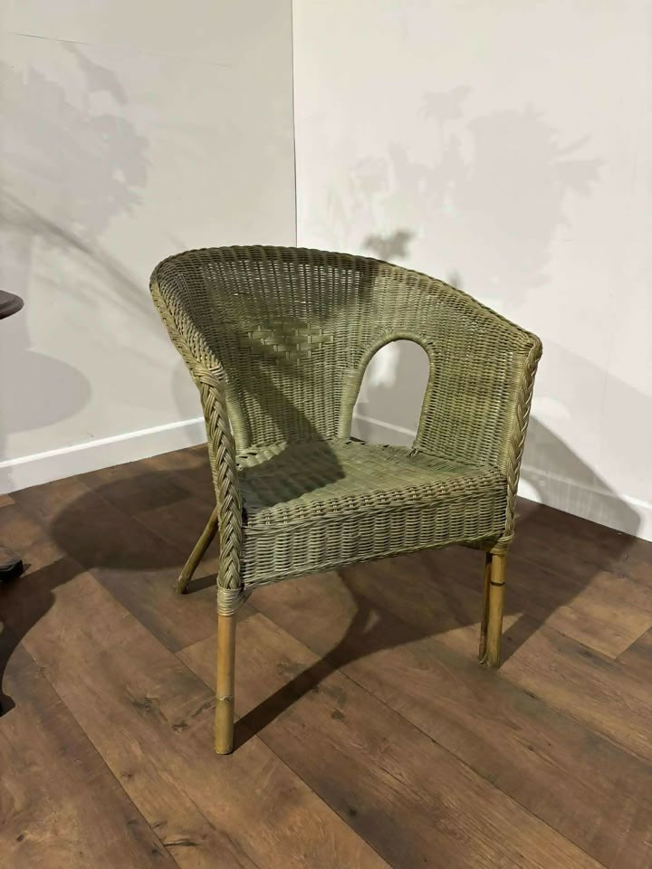 Vintage Green Wicker Chair