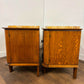 Pair of French Art Deco Oak Bedside Cabinets with Marble Tops