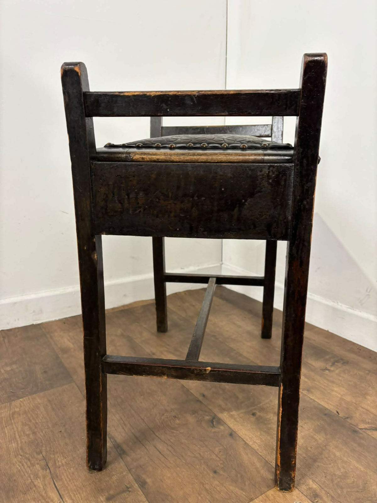 Vintage Beech Piano Stool with Lift-Up Storage