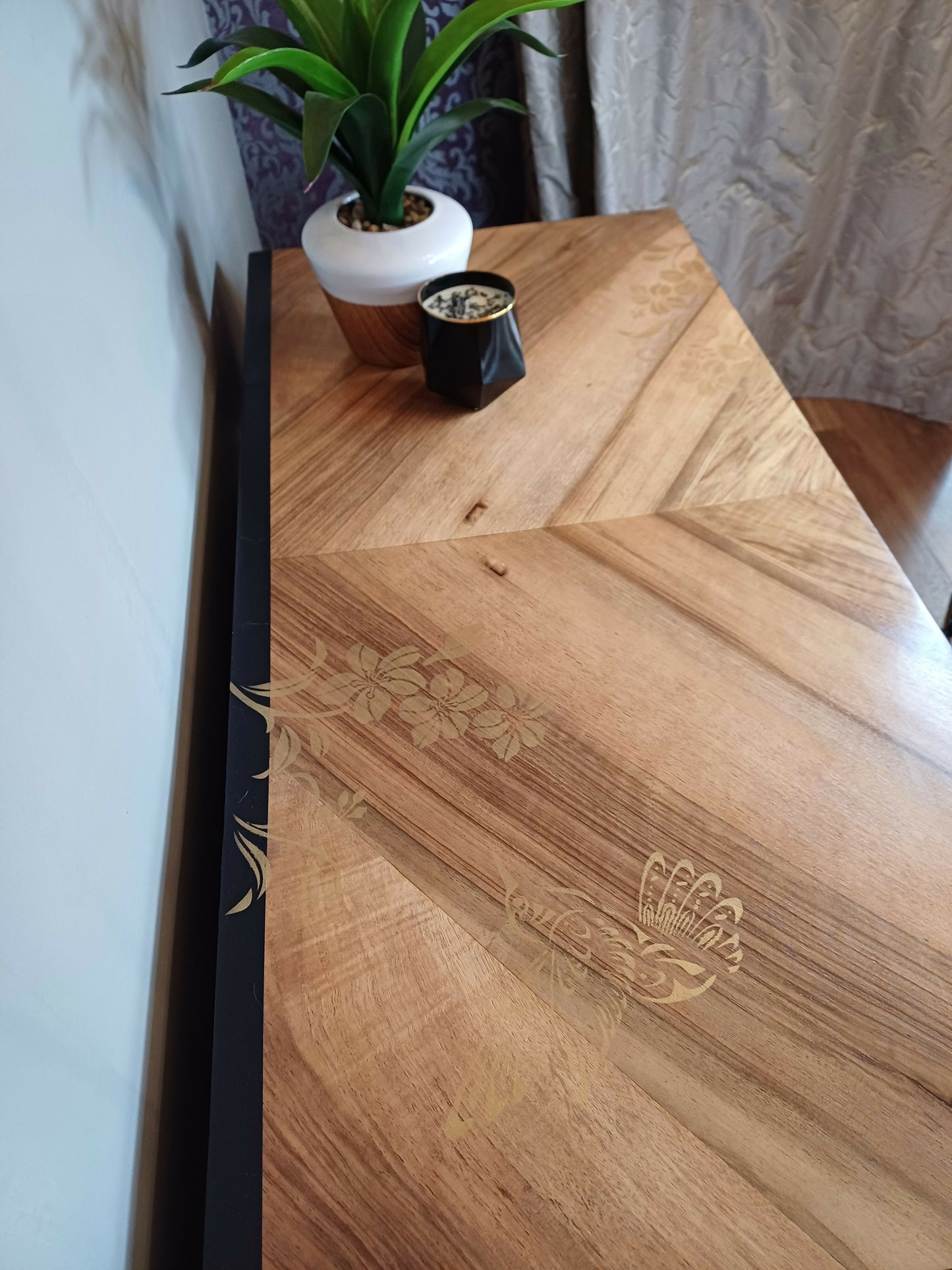 Upcycled Black and Gold Chest of Drawers