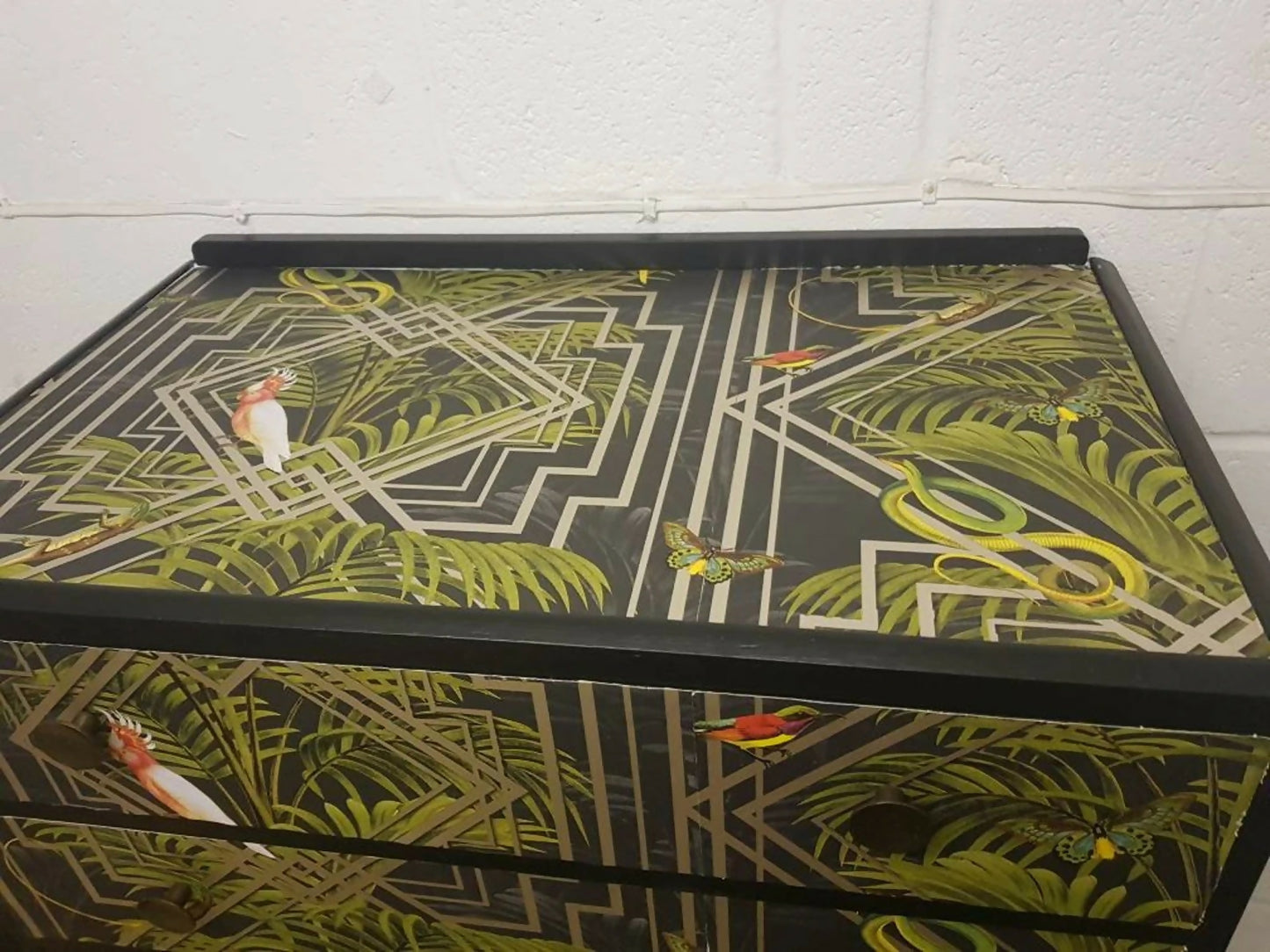 Vintage Black Painted Tallboy Cupboard: Mid-Century Modern Cabinet