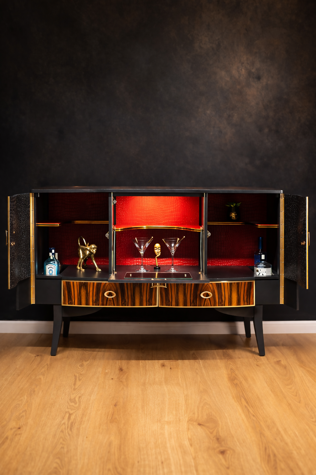 Crimson Crimson Cocktail Cabinet | Drinks Cabinet | Mid Century Bar Cabinet | Statement Home Bar