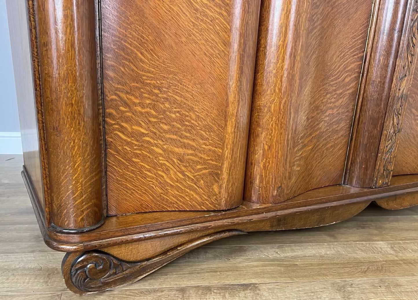 Wardrobe Vintage French Style Four Door Carved Armoire Cabinet LOT 6146