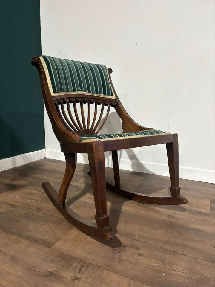 19th Century Beech Framed Rocking Chair1