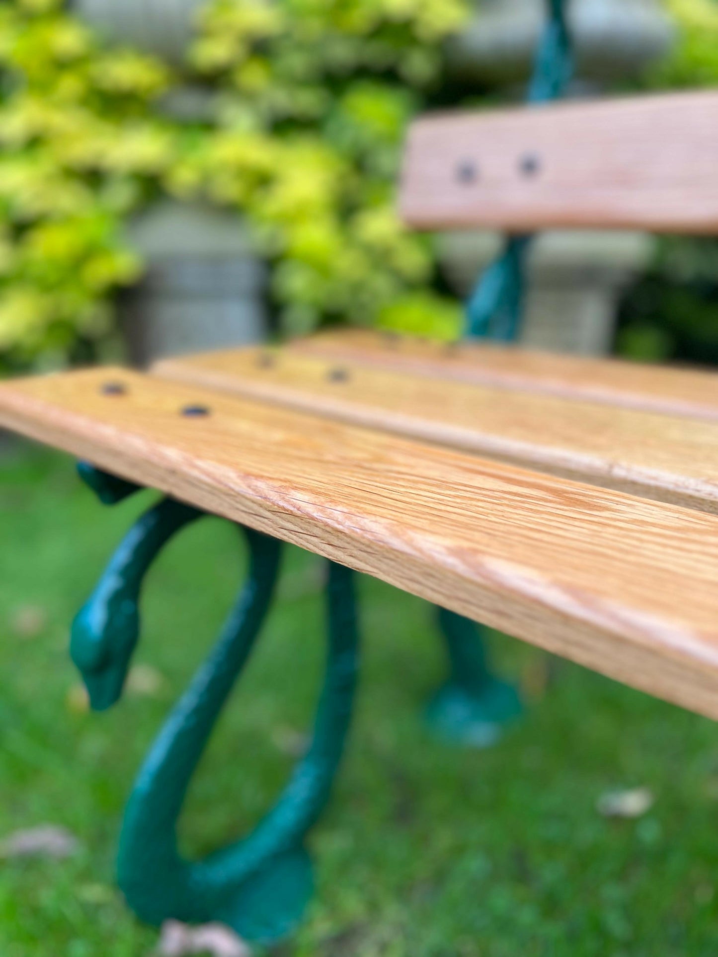 Hissing Serpent Cast Iron and Oak Garden Bench