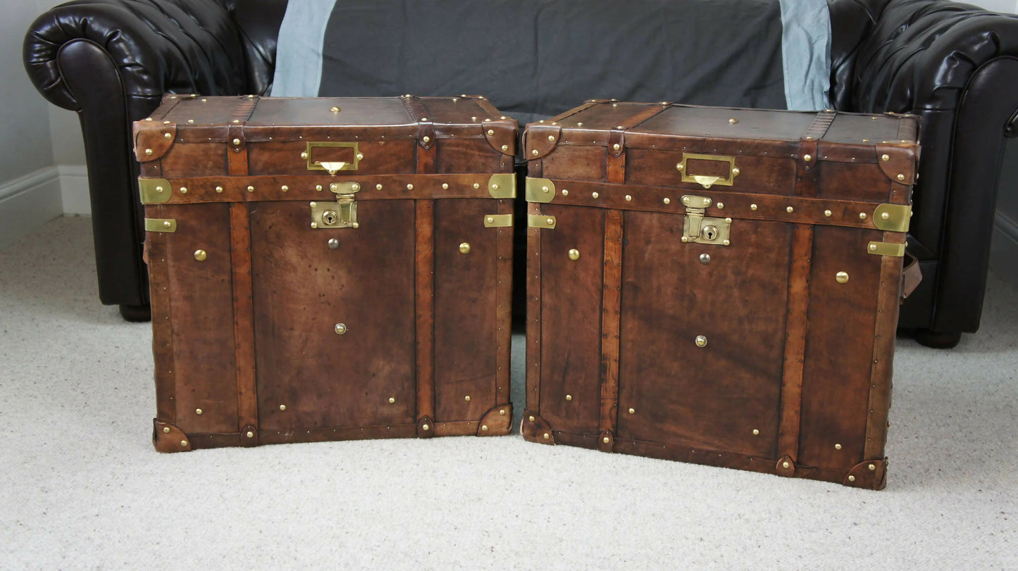 Luxury Leather Hand Dyed Travel Storage Trunks