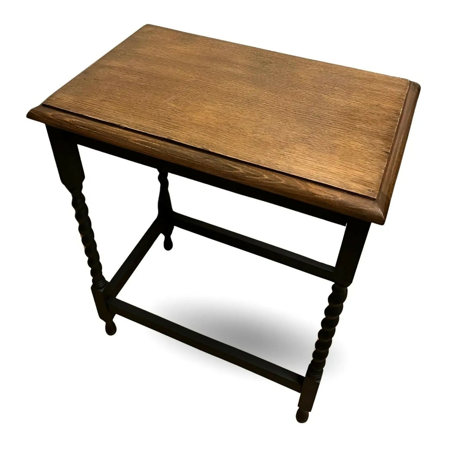 Vintage Barley Twist Side Table Oak Top Painted Base Hall Lamp Table Rustic Wood