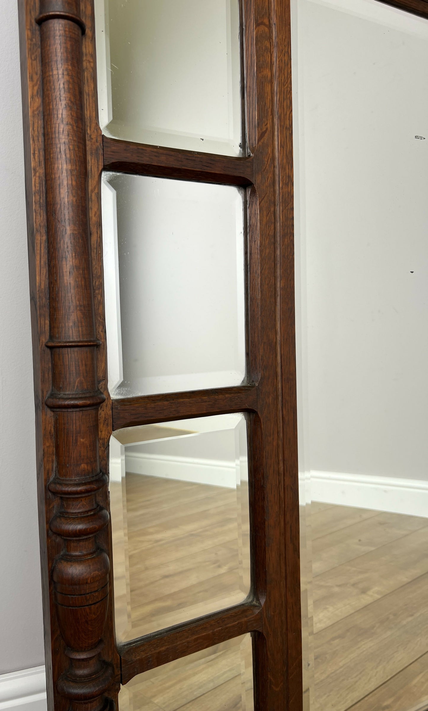 Mirror Antique French Oak Wall Mirror Bevelled Large Glass Wall Frame LOT 6370