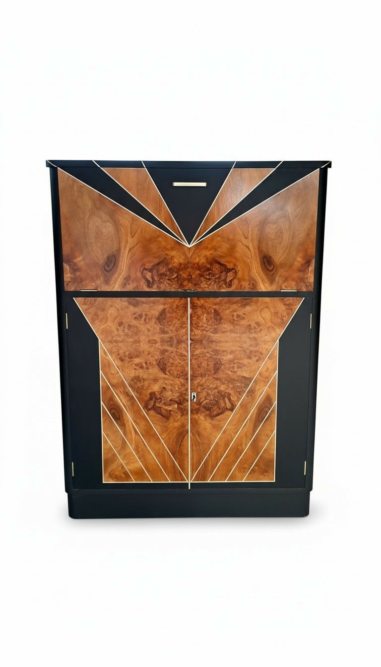 Vintage Art Deco Walnut Cocktail Cabinet