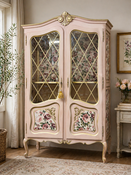 French vintage style display cabinet wardrobe