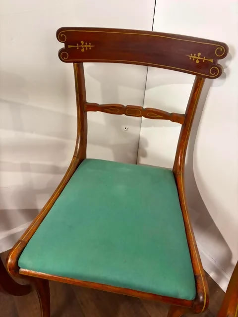 Set of Seven Reproduction Regency Style Mahogany Dining Chairs