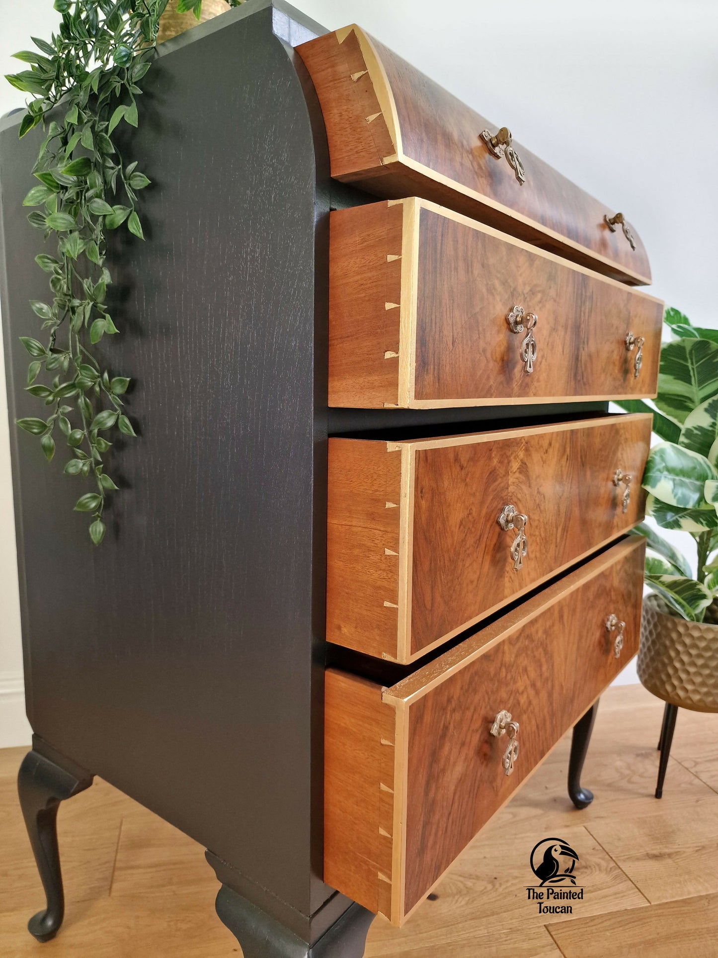 Tall Art Deco Walnut Chest of Drawers