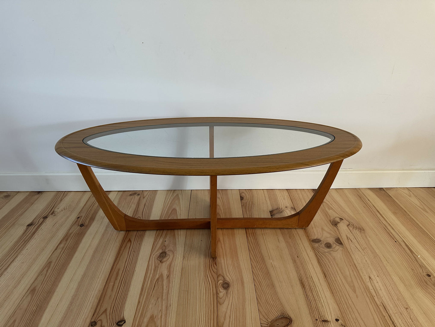Mid Century Teak Coffee Table with Glass Top