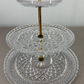 Cake Stand Vintage French Crystal Three Tier Serving Stand Brass Handle LOT 3600
