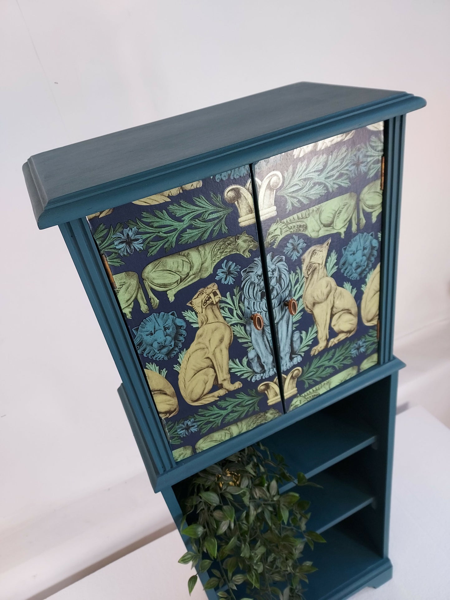Teal Cabinet With Decorative Front