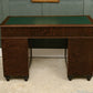Victorian Oak Pedestal Desk with Full Width Drawer & Green Top