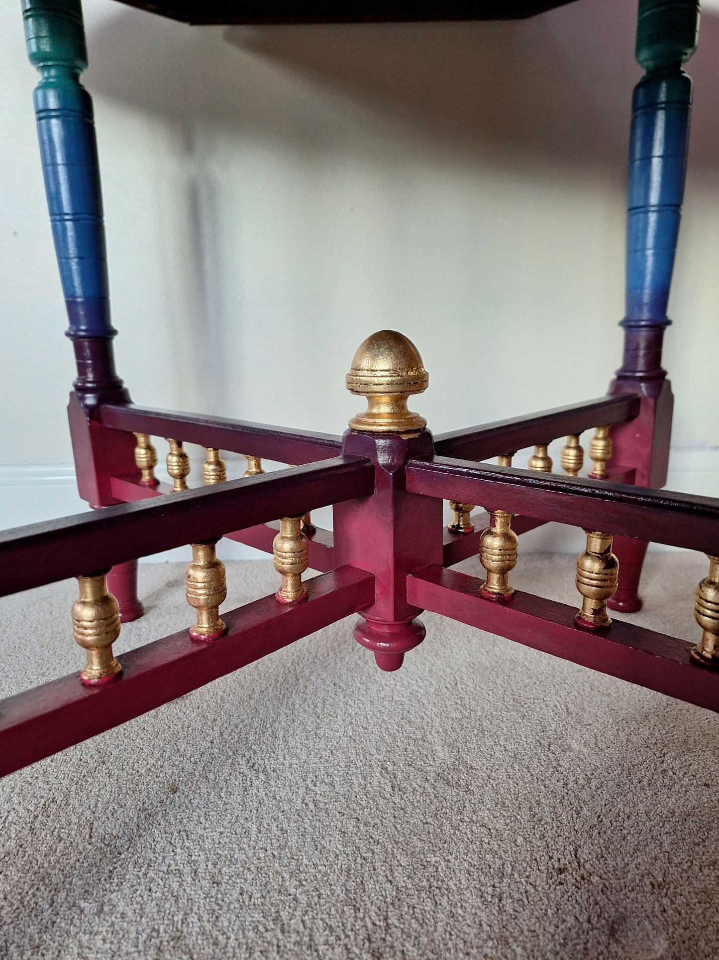 “Precious Jewels” Octagonal Carved Wooden Table