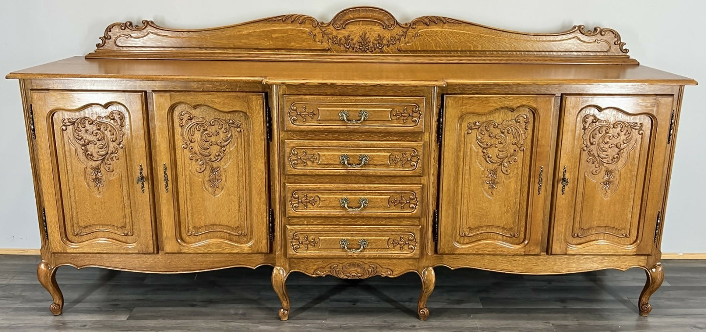 Sideboard Vintage French Louis XVI Style Oak Carved 4 Drawers Cabinet LOT 4075