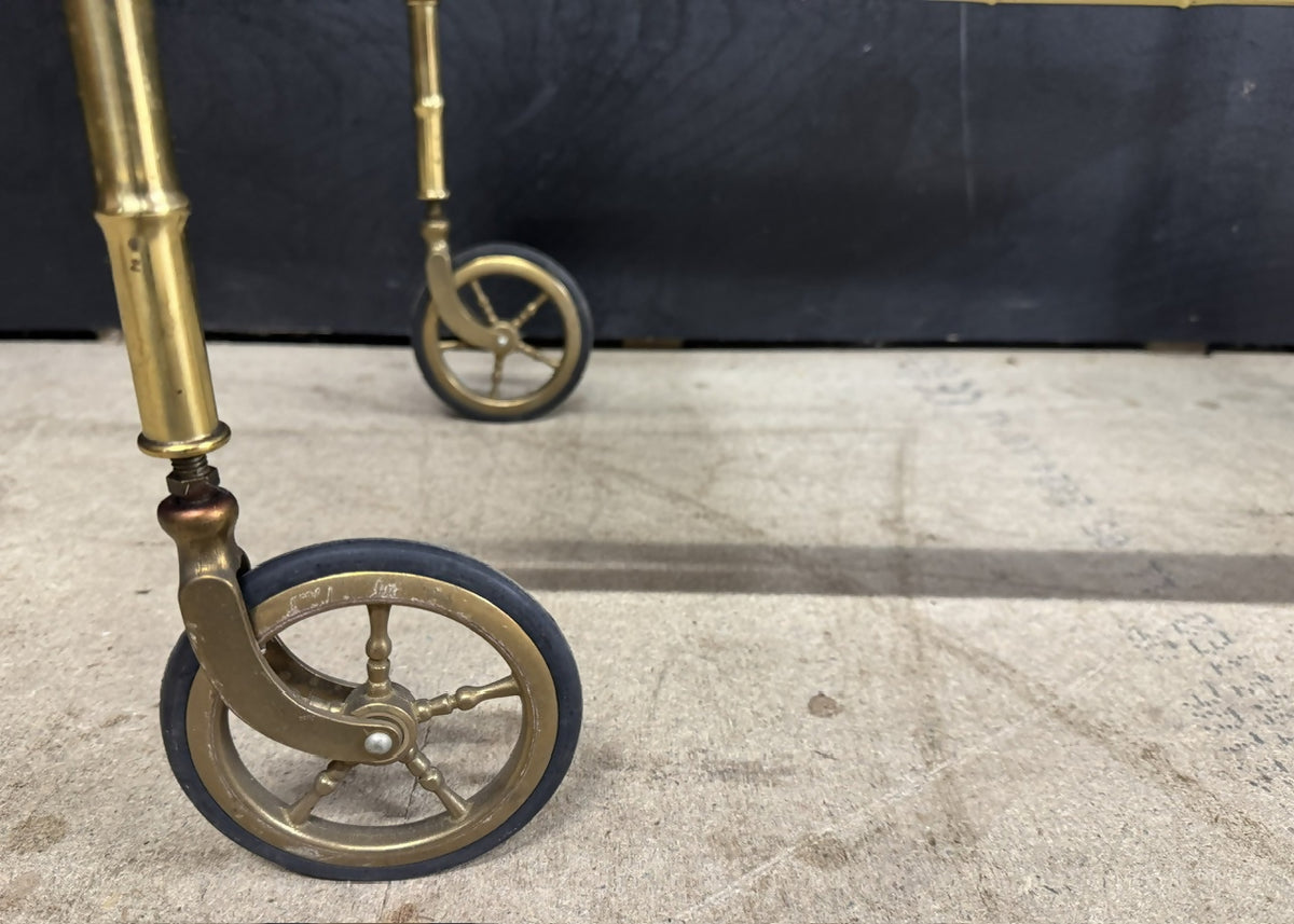 French Brass Faux Bamboo Cocktail Trolley