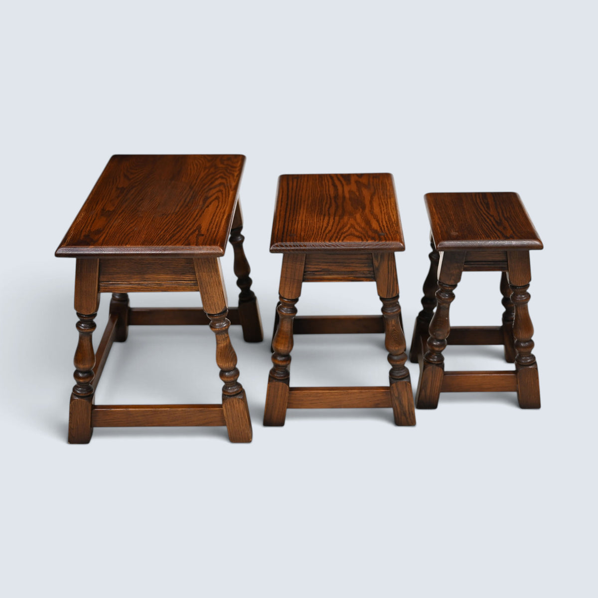 Old Charm Nest of 3 Tables Solid Oak Tudor Side Tables Model 1494 FREE Delivery*