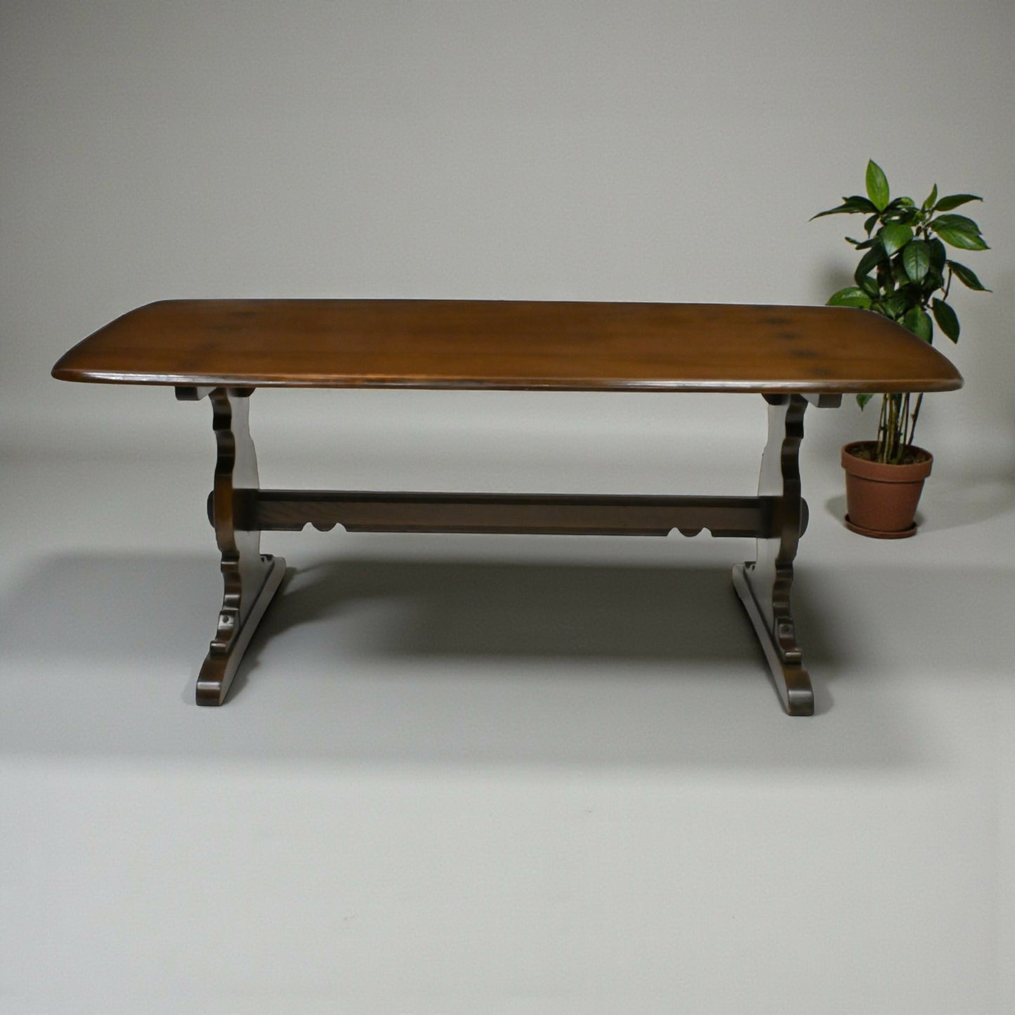 Ercol Elm Dining Table Plank Top Retro Traditional Dark Finish FREE UK Delivery*