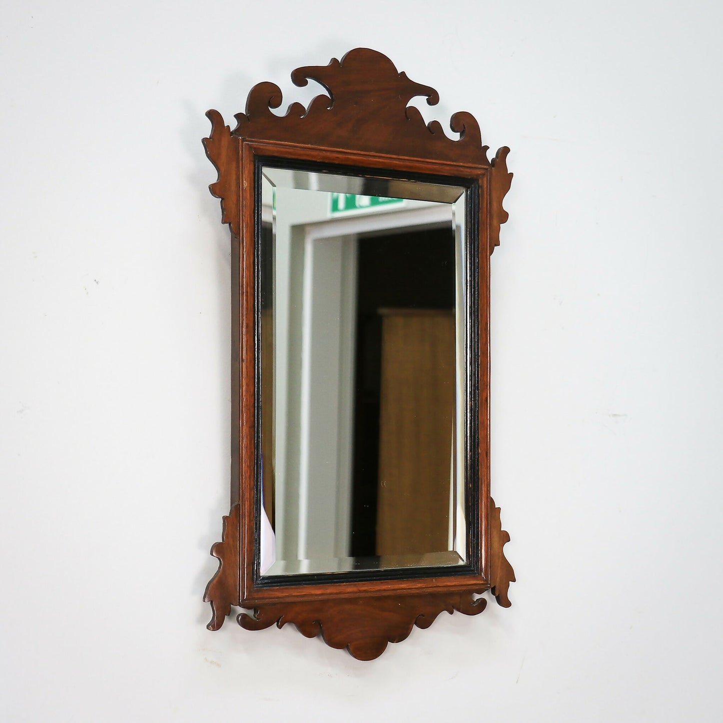 Arts and Crafts Edwardian Fretwork Bevel Edged Mirror Mahogany Frame
