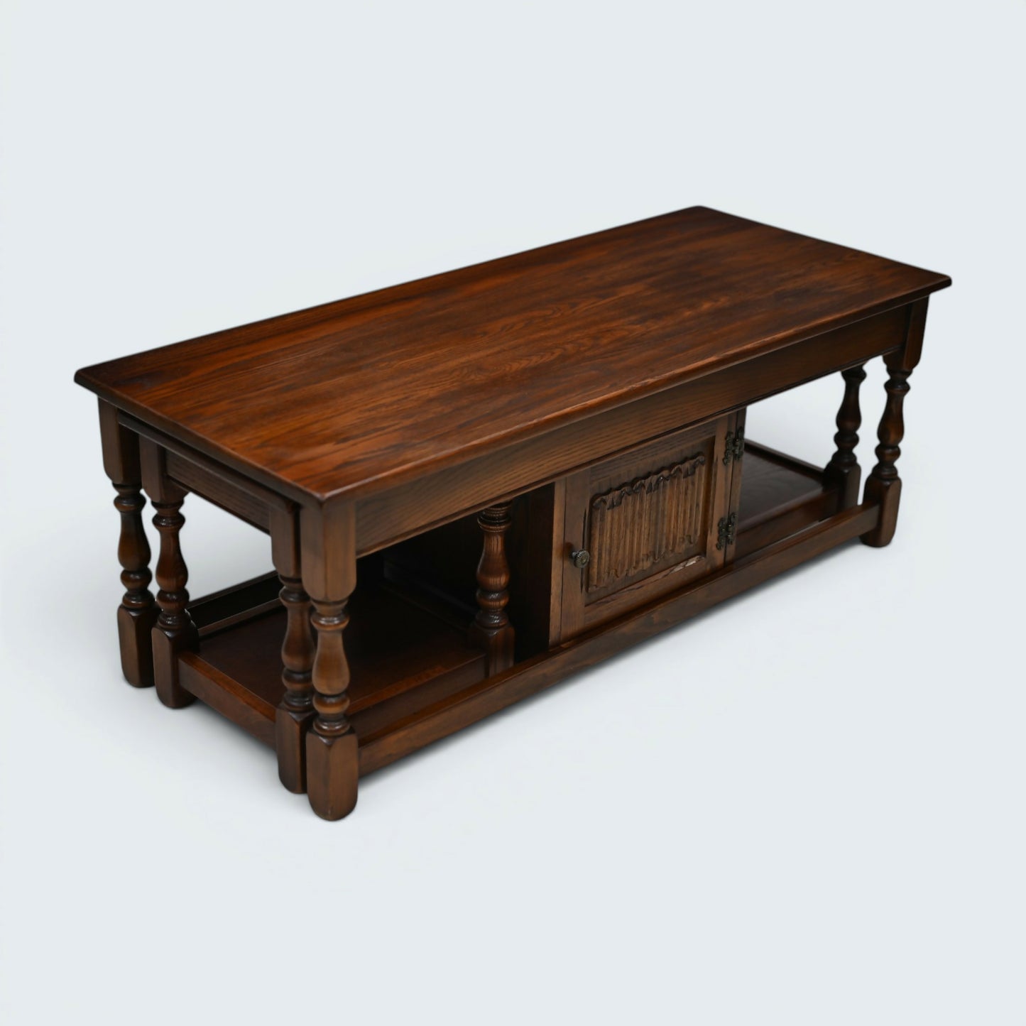Old Charm Long Nest of Tables Solid Oak Coffee Table Tudor Brown FREE Delivery*