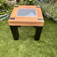 Oak Side Table with Glass Top, Black and Wood End Table, Revived Industrial Furniture, Handmade Bedside or Lamp Table, UK