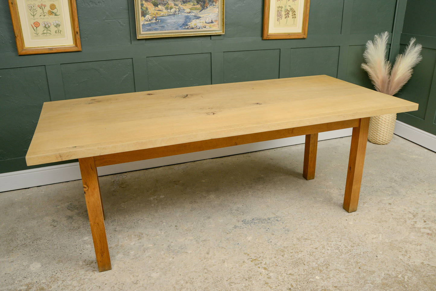 Handmade Solid Oak Dining Table - Almost 7 Foot - Washed Oak