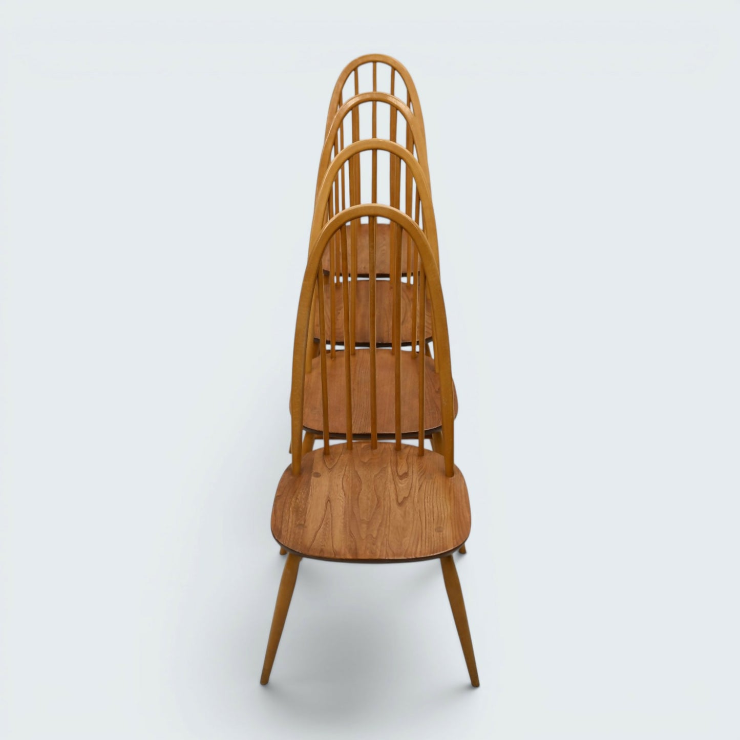 4 Ercol Dining Chairs Windsor Quaker Light Finish Vintage 1970s FREE UK Delivery
