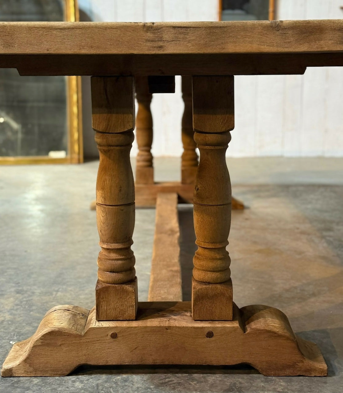 Deep French Oak Farmhouse Dining Table lovely top