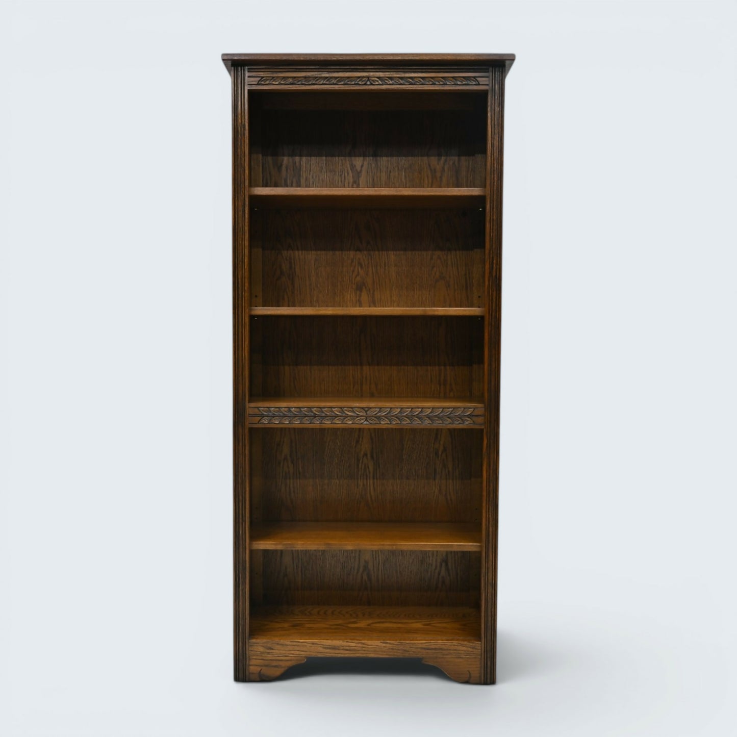 Old Charm Open Bookcase 4 Shelves Light Oak Finish Carvings FREE UK Delivery*