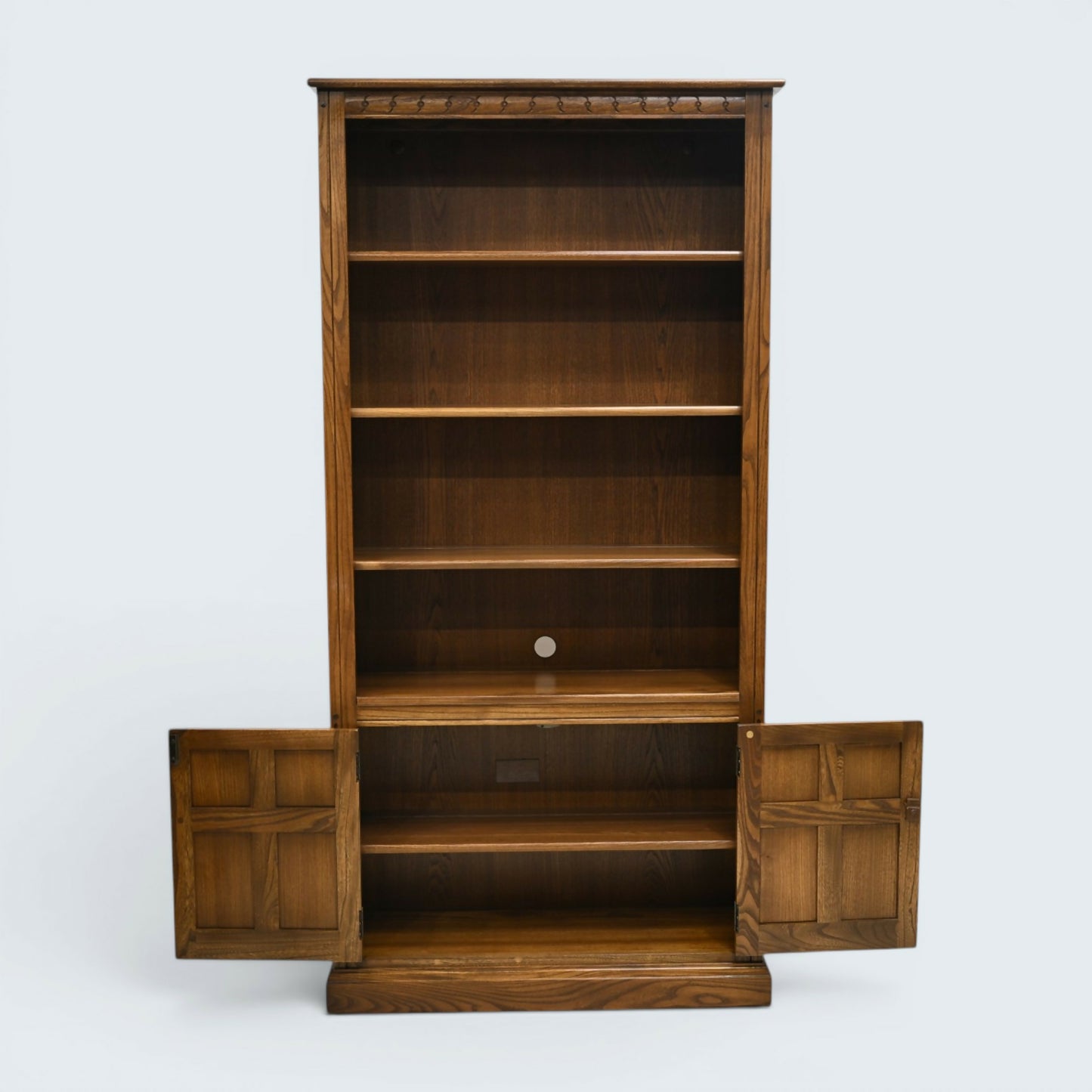 Ercol Wide Tall Bookcase Display Cupboards Golden Dawn Finish FREE* UK Delivery