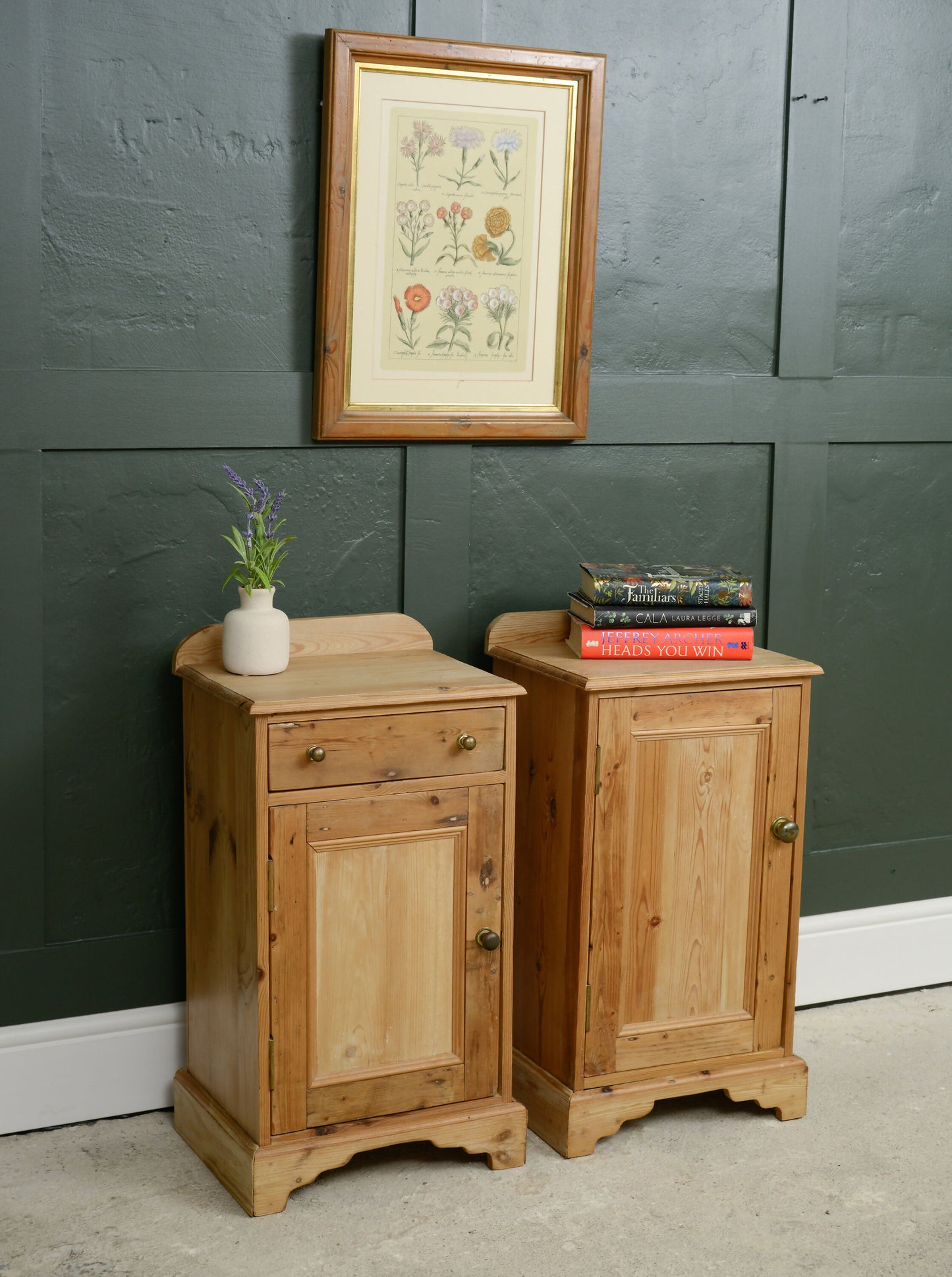 Pair Vintage Pine Bedside Cupboards Tables - Pot Cupboards - SKU 206 207
