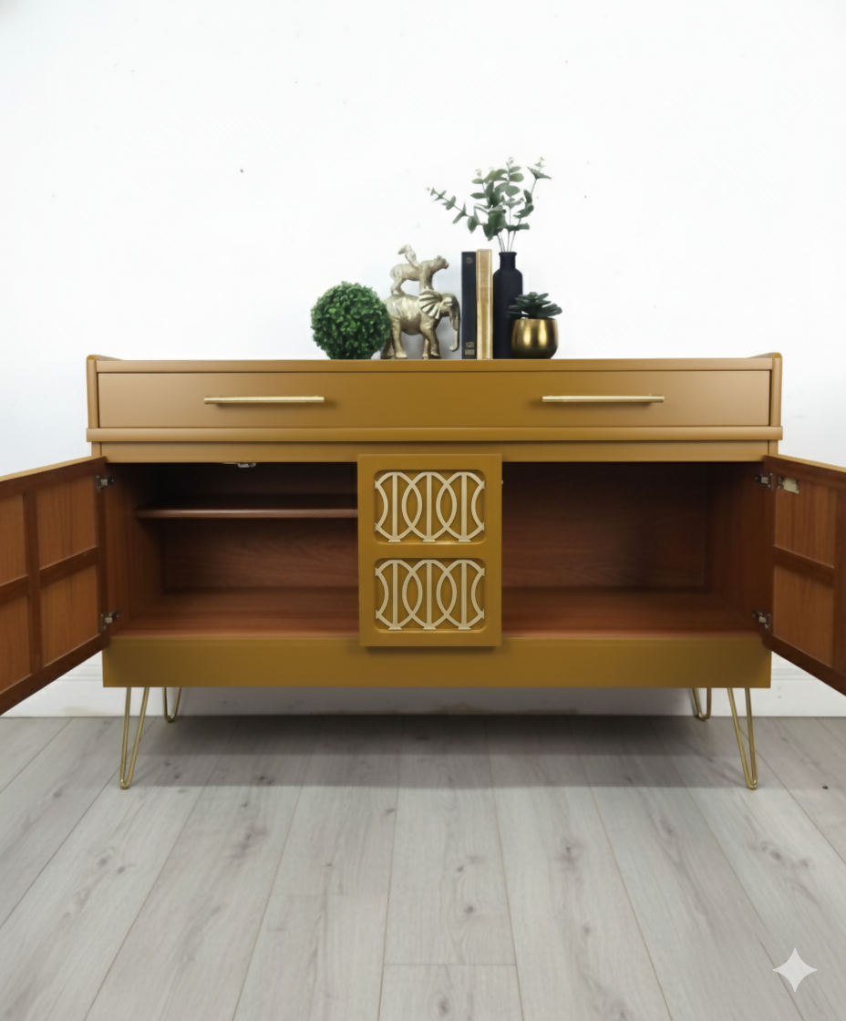 MADE TO ORDER- Midcentury Nathan Teak mustard sideboard