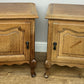 Pair of Bedside Tables Vintage French Louis Style Oak Nightstands Cabinets LOT 6309