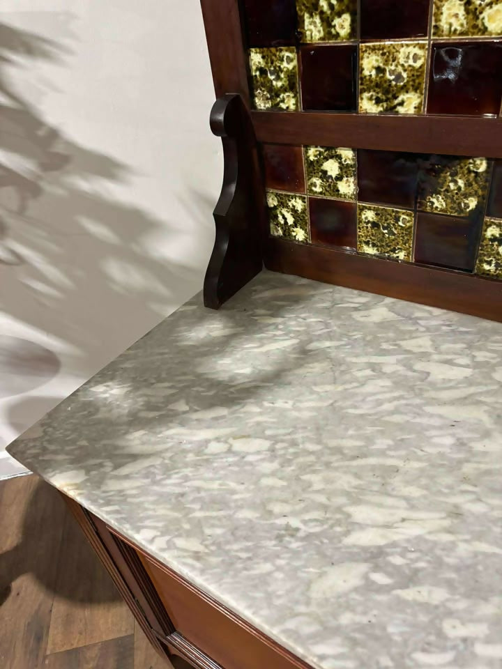 Edwardian Mahogany Marble Top Wash Stand