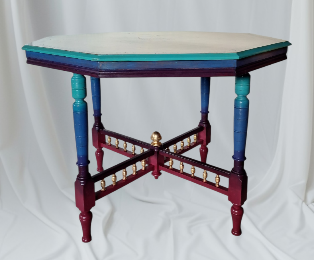 “Precious Jewels” Octagonal Carved Wooden Table