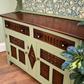 Vintage Welsh Dresser - Green, Oak & William Morris-Inspired Botanical Drinks Cabinet