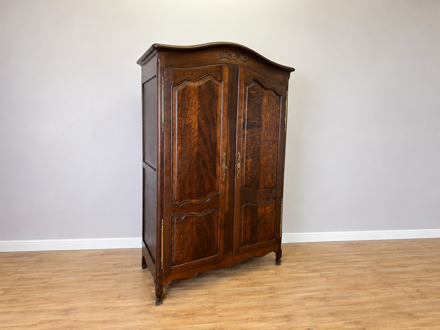 Wardrobe Antique French Louis XVI Style Oak Two Door Carved Armoire LOT 6466