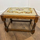 Vintage Oak Stool with Embroidered Pad
