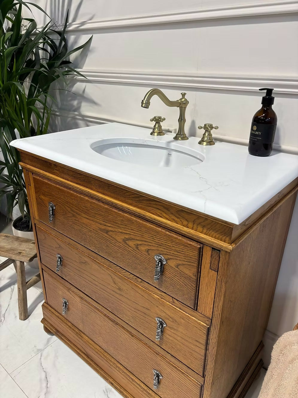 Oak Bureau Vintage Vanity Unit
